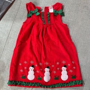 Red snowman / snowflake Christmas jumper dress size 6